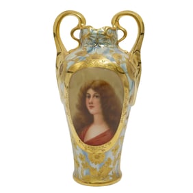 Fine Signed Royal Vienna Porcelain Portrait Vase