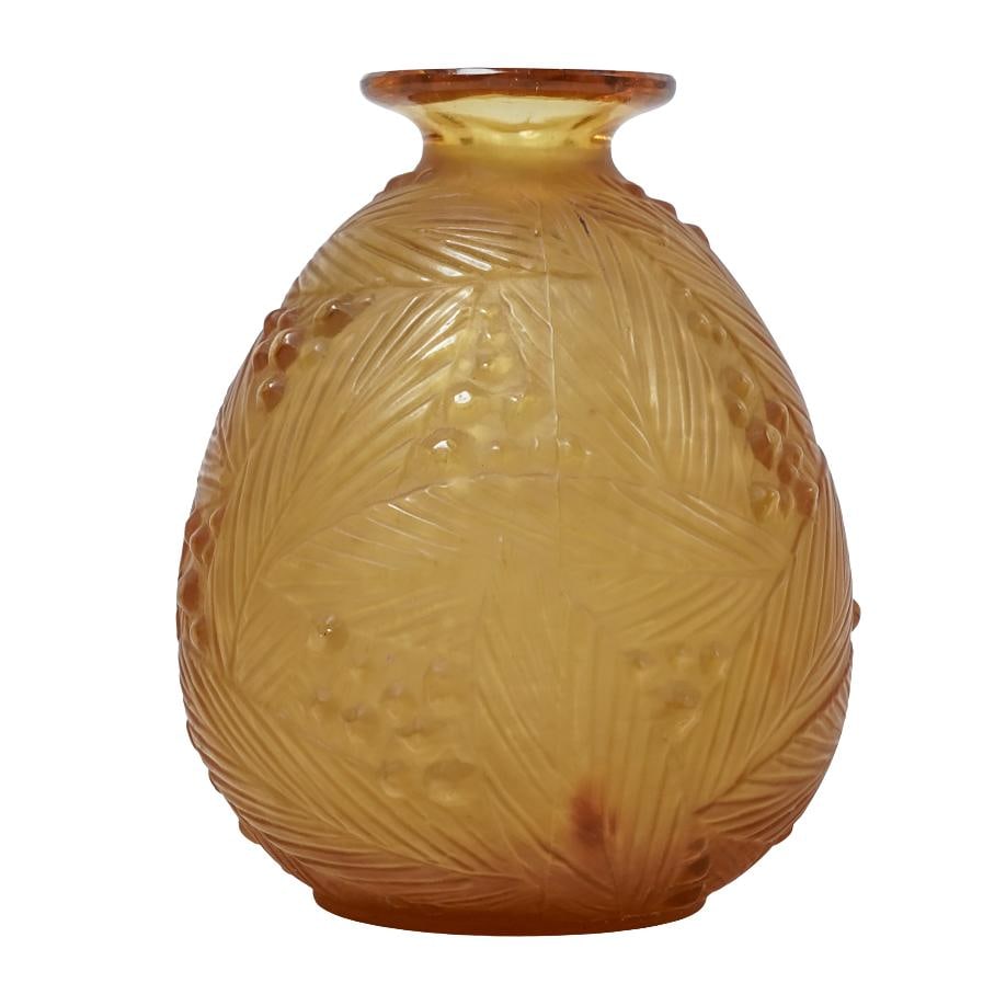 Art Deco Sabino Amber Glass Mimosa Vase (1 of 6)
