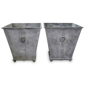 Pair of Patina Metal Planters