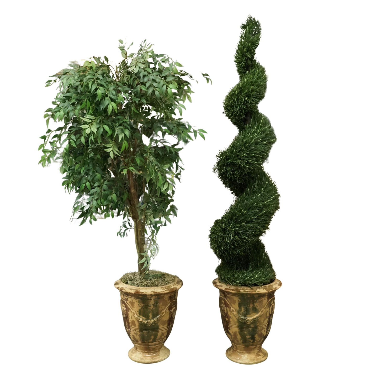 Pair of Italian Terracotta & Faux Topiary Planters (1 of 7)