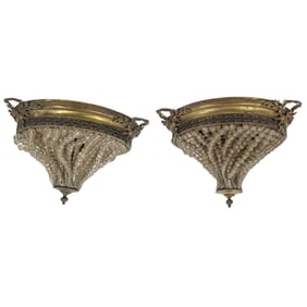 19th Cent. Napoleon III Gilt Bronze & Crystal Beaded Chandeliers