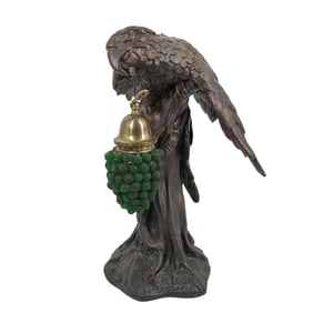 Signed "Rotto" Composite & Glass Parrot Lamp