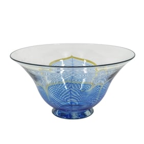 Steven Correia Pulled Feather Art Glass Bowl