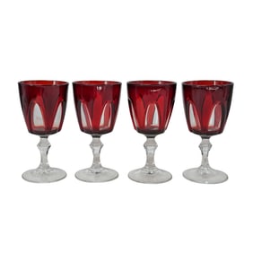 (4 Pc) Cristal d'Arques-Durand Ruby "Gothic" Wine Glasses
