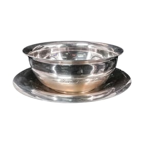 (2 Pc) Tiffany & Co. Makers Sterling Silver Bowl W/ Presentation Plate