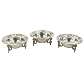 (3 Pc) Art Deco Maciel Mexican Sterling Silver Nut Bowls