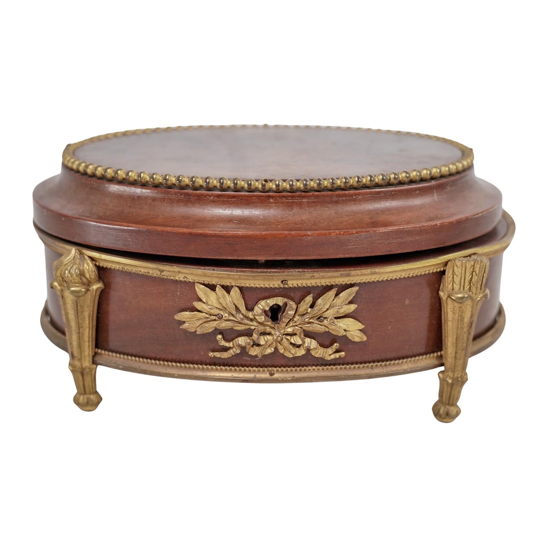 French Louis XVI-Style Wooden Brass Mounted Jewelry Box (1 of 4)