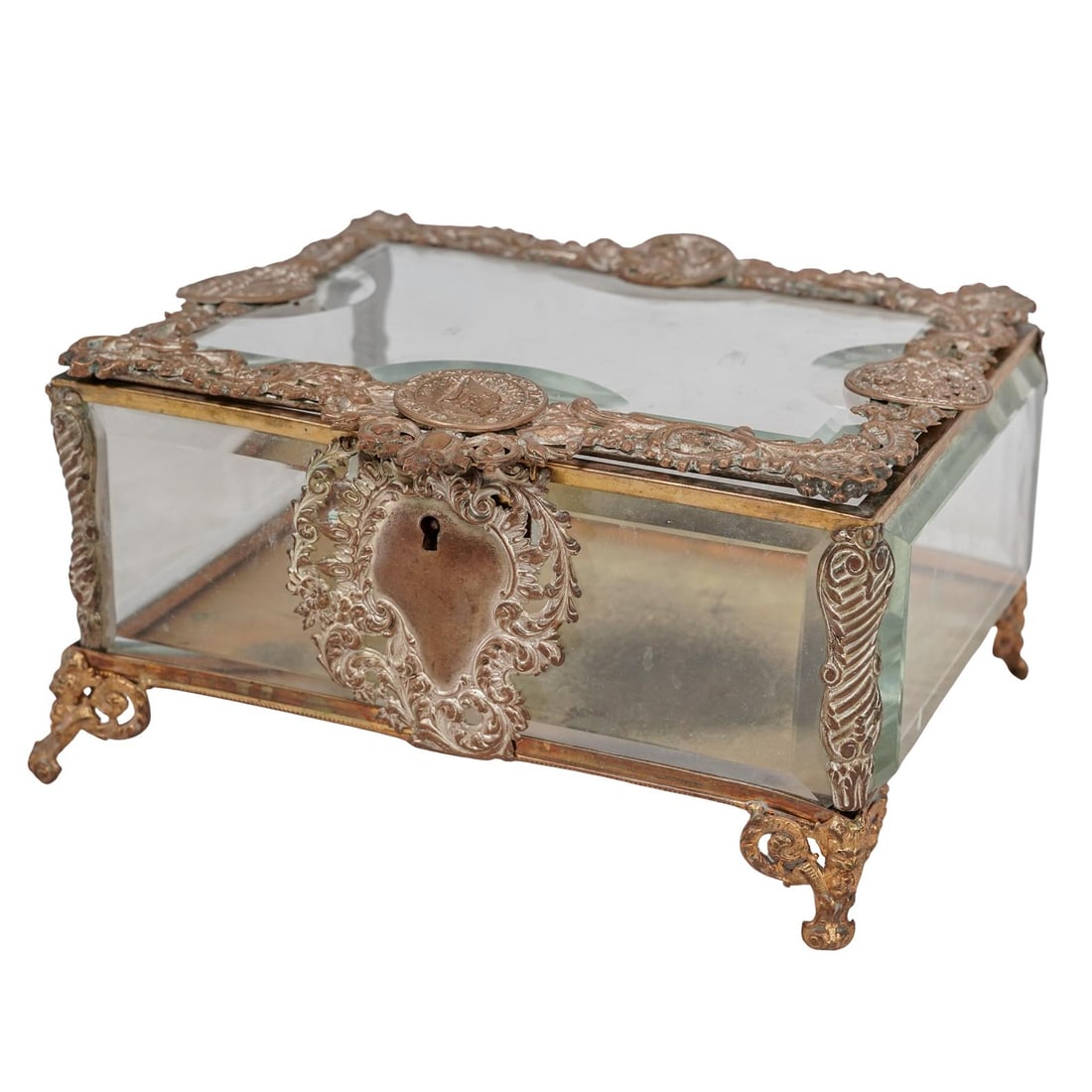 Antique French Gilt Bronze And Crystal Casket Box (1 of 5)