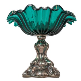 Vintage Silver and Gilt Glass Tazza