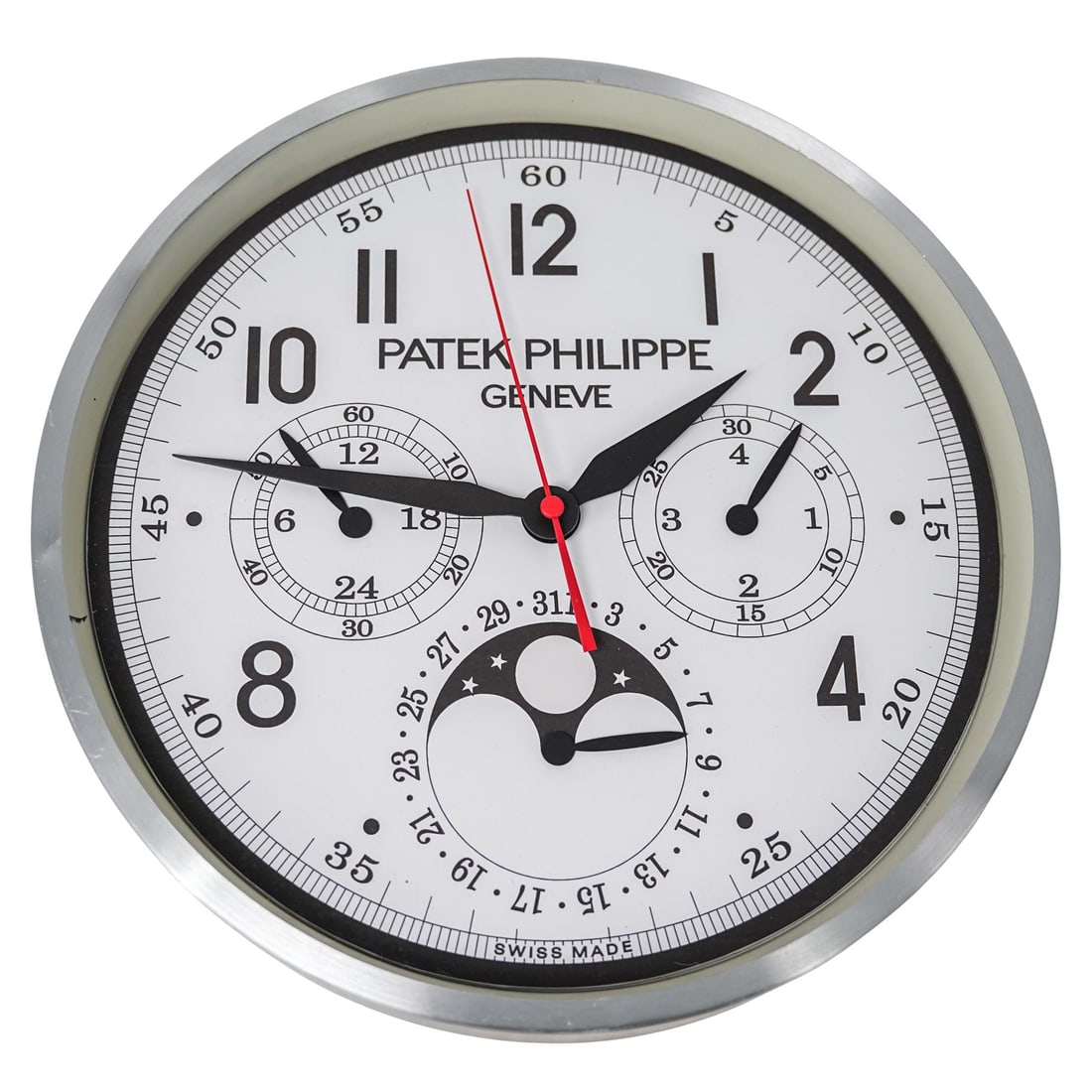 Patek Philippe World Wall Promotional Dealer Wall Clock: Patek Philippe World Wall Promotional Dealer Wall Clock20th Century, ContinentalPatek Philippe World wall clock a rare promotional item distributed to retailers.It features a white dial with multiple