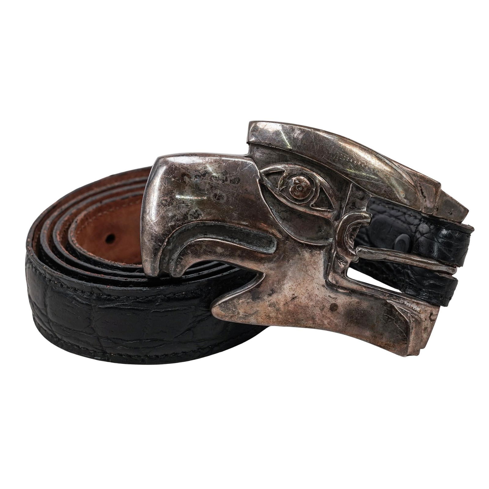 Vintage Leather & Sterling Silver Eagle Buckle (1 of 2)