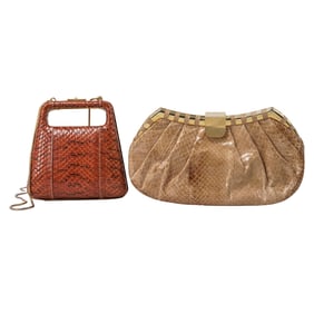 (2 Pc) Vintage Spanish Genuine Snakeskin Handbags