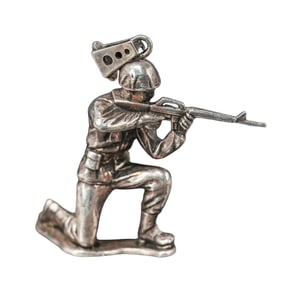 Vintage Sterling Silver Military Charm Pendant