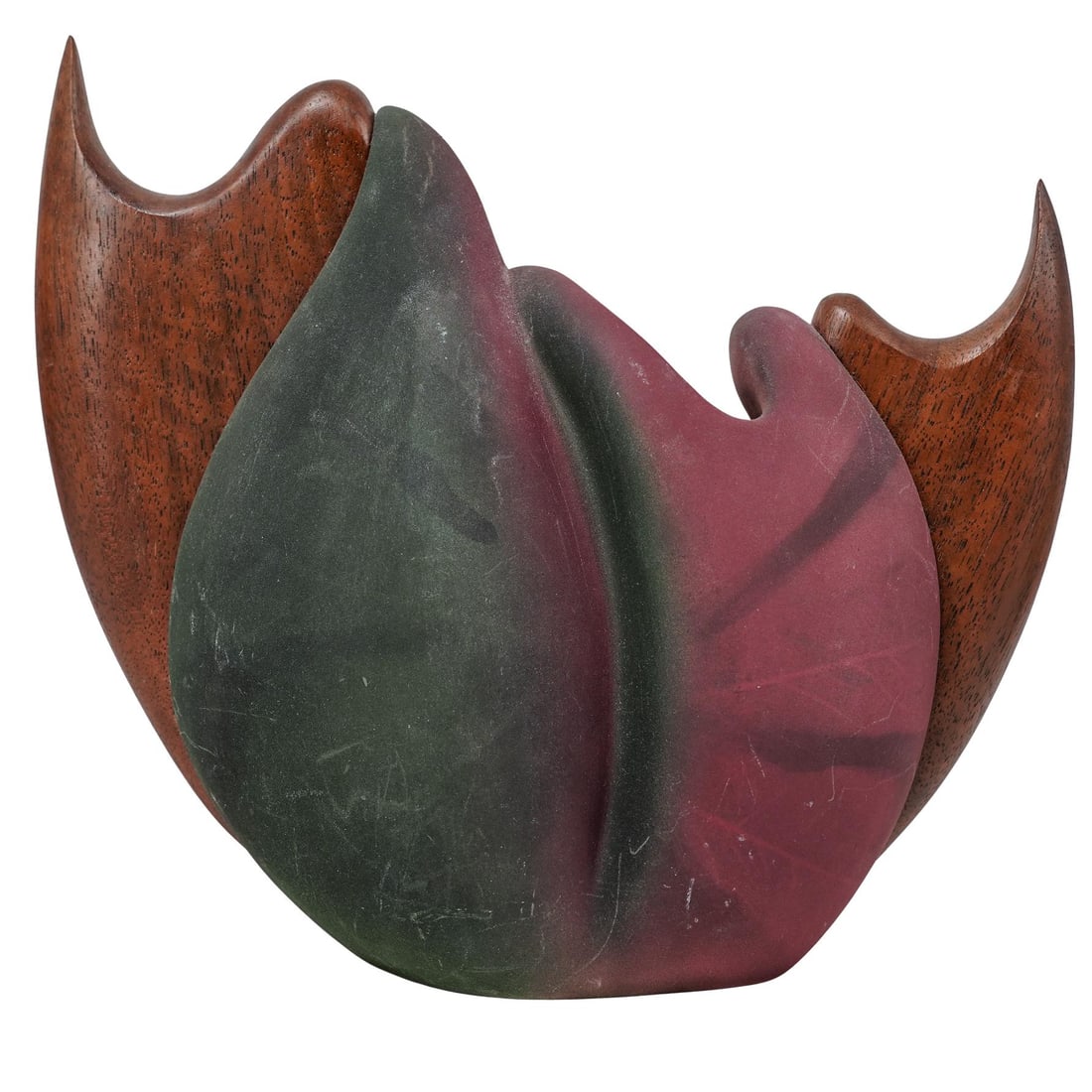 Jan Jacque (American, 20th c.) Raku and Wood Art Vessel (1 of 4)