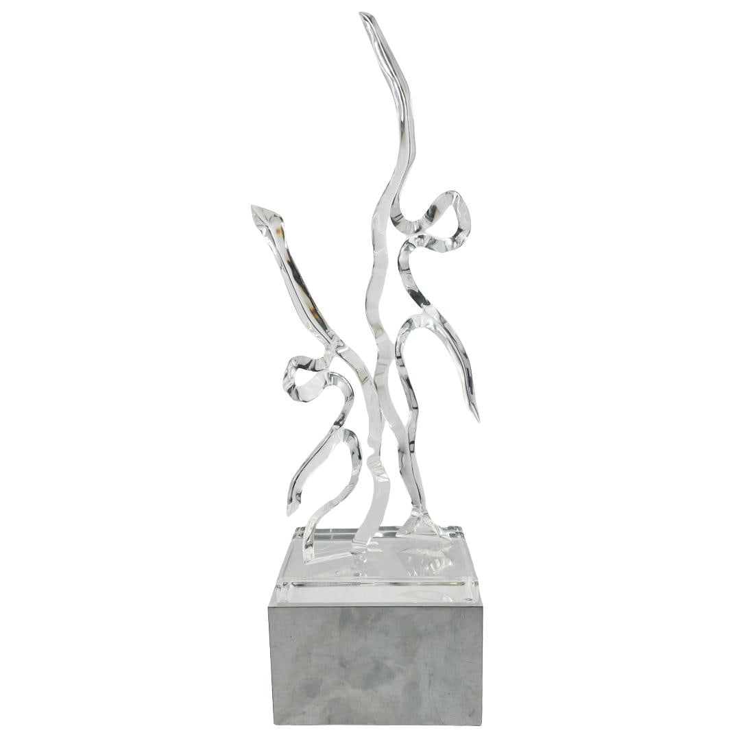 Hiro G Van Teal (20th century) Abstract Lucite Sculpture: Hiro G Van Teal (20th century) Abstract Lucite Sculpture20th century, American/CubanA Hiro G Van Teal (American/Cuban, 20th century) abstract figural sculpture constructed from clear lucite. Signed "V