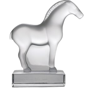 Lalique Frosted Crystal Tang- Style Horse Figurine