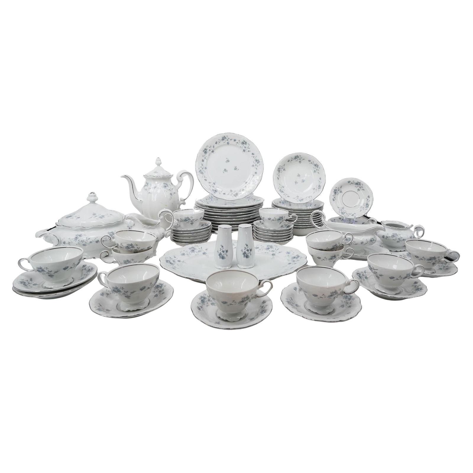 (67 pcs) Johann Haviland Floral Blue Porcelain Service Set (1 of 20)