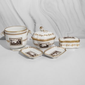 (5 pc) Richard Ginori "Fiesole" Porcelain Boudoir Set
