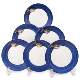 (6pc) Marcel Guillot Pont-Aven Fish Ceramic Plates Group