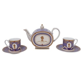 (4 pcs) James Sadler "Golden Jubilee" Elizabeth II Porcelain Tea Set