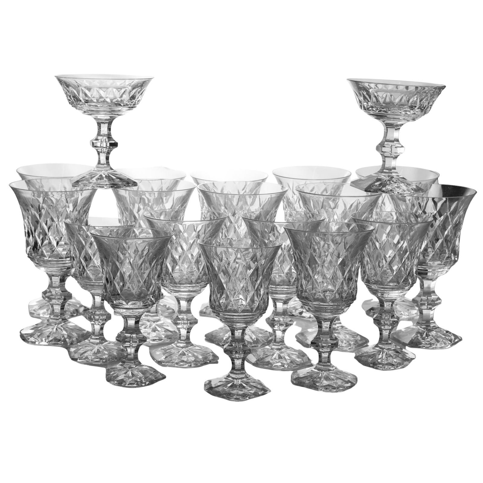 (46 pcs) Val St. Lambert "Metternich Fantaisie" Crystal Stemware (1 of 7)