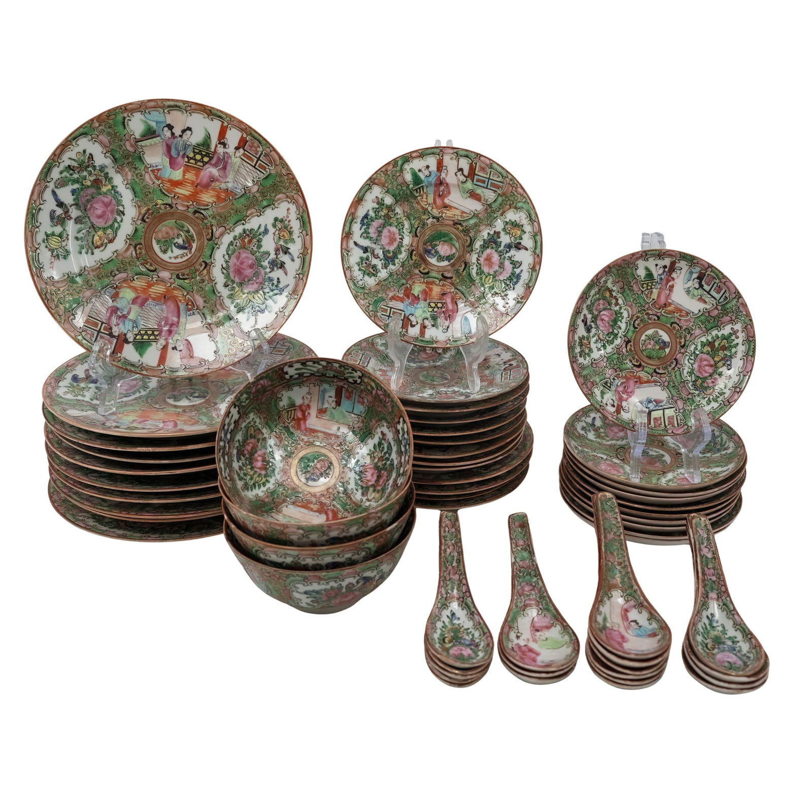 (55pc) Antique Chinese Export Rose Medallion Porcelain Service (1 of 9)