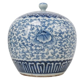 Antique Chinese Blue & White Porcelain Ginger Jar