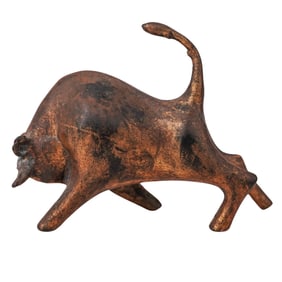 Mid Cent. Miyazawa Kanae Japanese Cast Iron Bull Sculpture