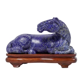 Chinese Qing Dynasty Lapis Lazuli Recumbent Horse