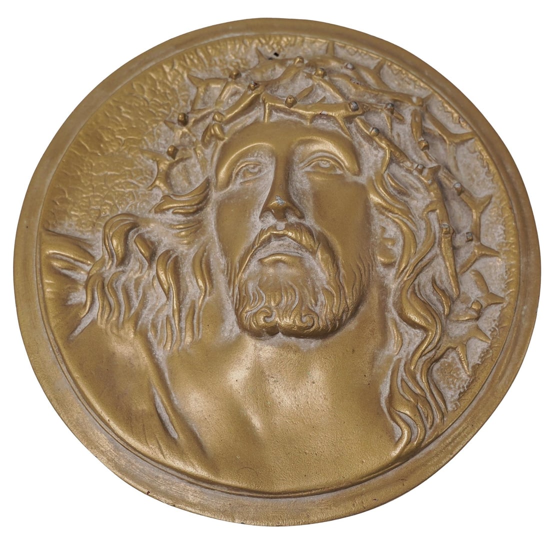 Vintage Jesus Christ Relief Brass Wall Plaque (1 of 3)