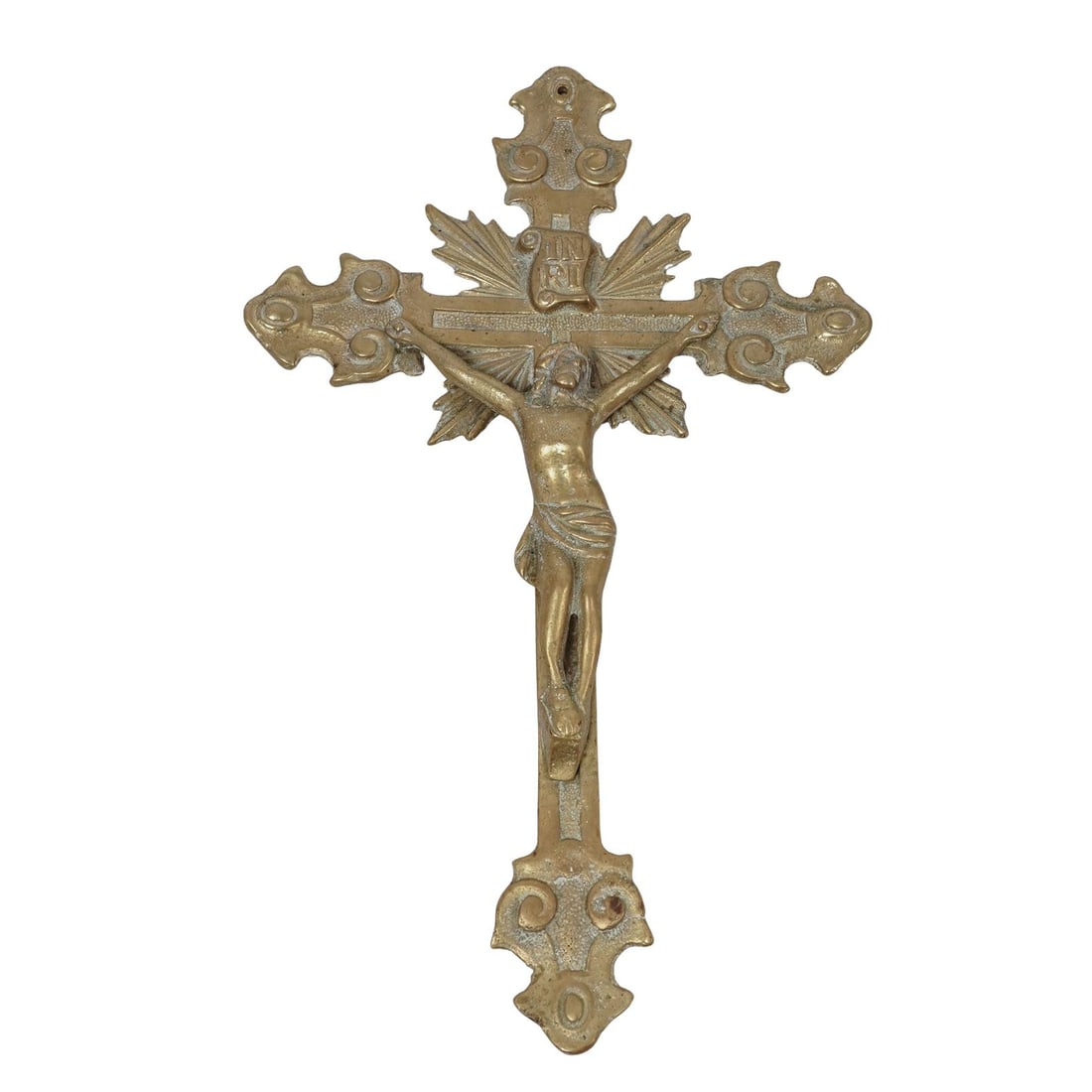 Antique Religious Brass Crucifix (1 of 3)