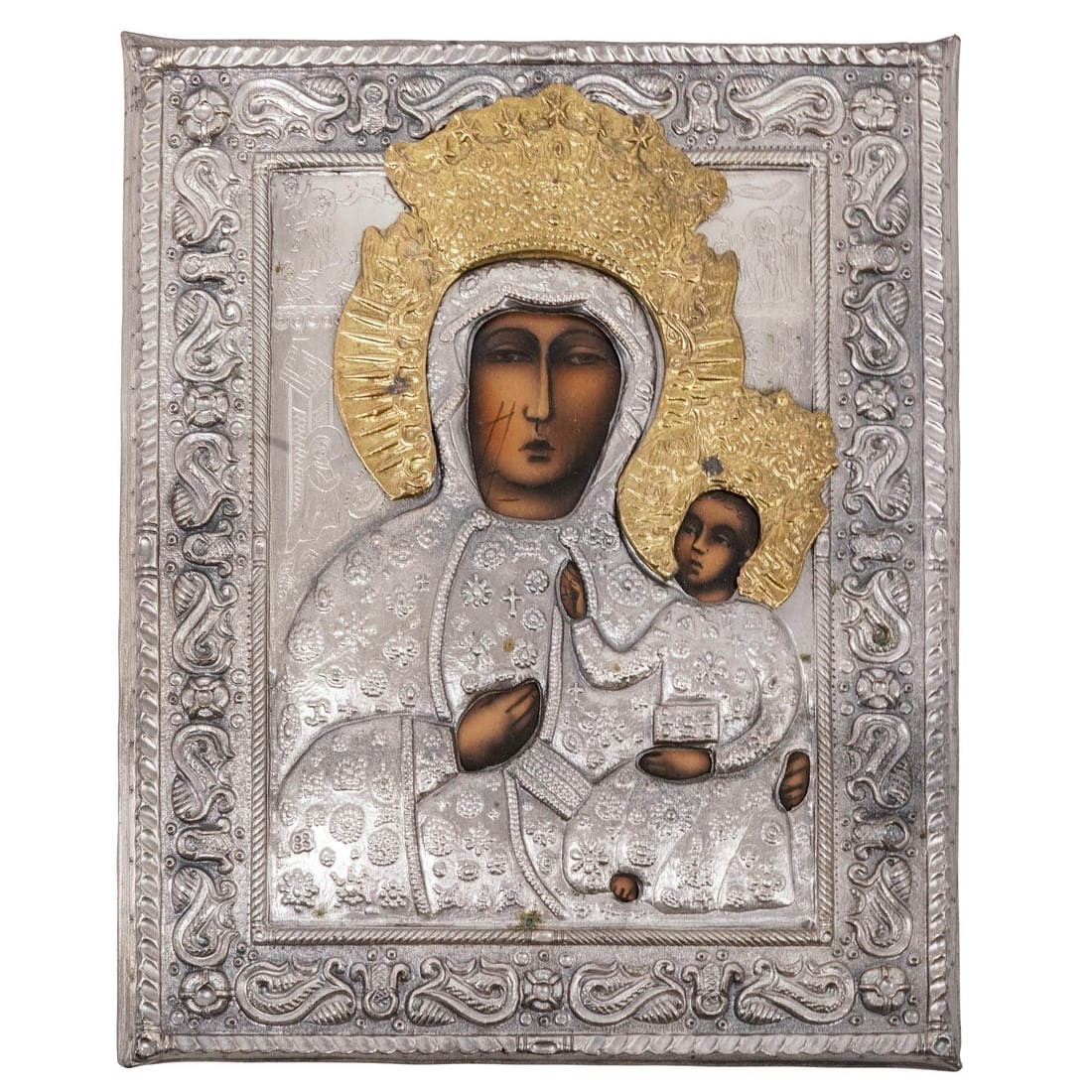 Russian Silver Plated Orthodox Madonna and Child Icon (1 of 3)
