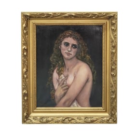 D. Ransi (European, 20th cent.) Nude Portrait Oil on Canvas Painting
