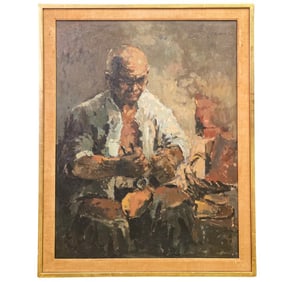 Post-War European School Oil On Canvas Portrait Painting