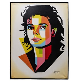 P. Mackenson (Haitian, 20th c.) Michael Jackson Portrait Painting