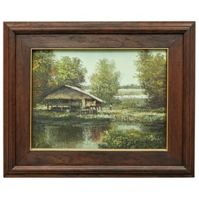 Signed Rural Landscape Oil Painting