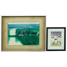 (2 pcs) Signed Watercolor Painting; Martino Dorce