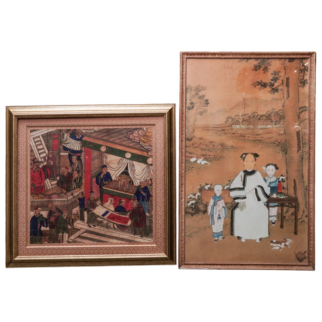 (2pc) Antique Chinese Rice Paper Paintings (1 of 7)