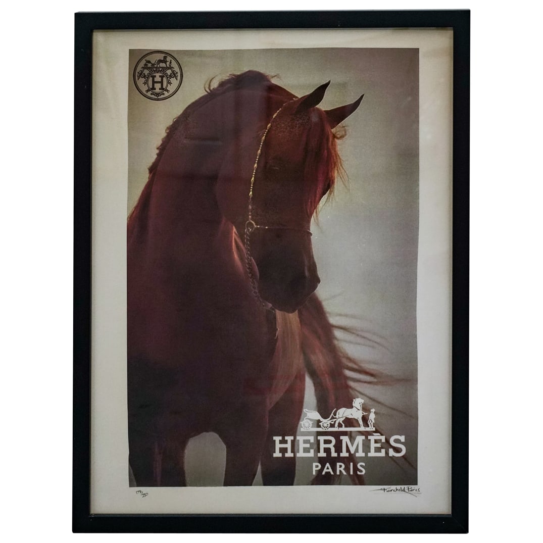 Vintage Hermes Fairchild Paris LE Poster: Vintage Hermes Fairchild Paris LE Poster20th c., FranceVintage Hermes Paris exhibition poster designed by Fairchild Paris featuring an Arabian horse. It is hand-numbered 179/250 in the lower left corn