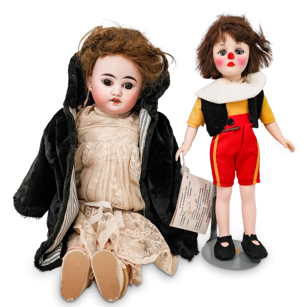 (2pc) Antique Bisque and Kaiser Pinocchio Doll Group: (2pc) Antique Bisque and Kaiser Pinocchio Doll GroupEarly to Mid 20th Cent., Germany. USAA lovely pairing doll group, including and early 20th-century German bisque-head doll with sleep eyes, open mou