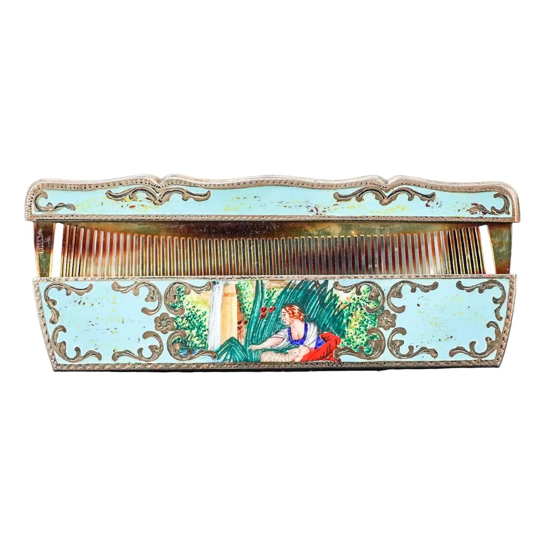 Italian Enamel Sterling Silver Comb (1 of 5)