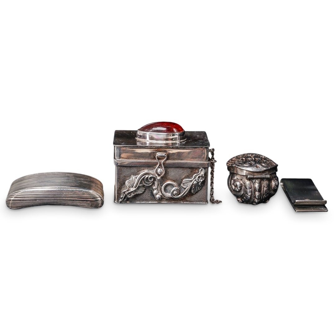(3pc) Victorian Sterling Baltic Amber & 800 Silver Snuff Pill Boxes (1 of 11)