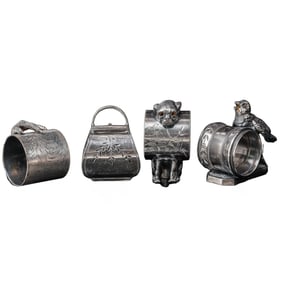 (4pc) Victorian WM Rogers & Simpson Hall Miller Co. Silver Plated Napkin Rings