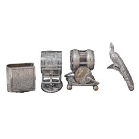 (4pc) Victorian Figural Silver Plated Napkin Rings