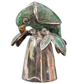 Emilia Castillo Silver Plated & Malachite Candle Snuffer