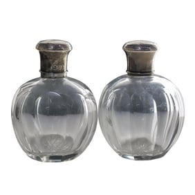 Pair Walser Wald and Co. Sterling and Crystal Perfume Bottles