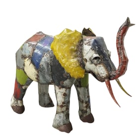 Recycled Patchwork Metal Oil Drum Elephant Sculpture