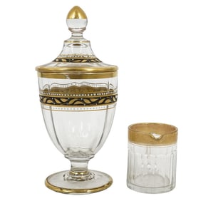 (2pc) Heisey & Co."Revere" Covered Candy Jar And Cream Pitcher