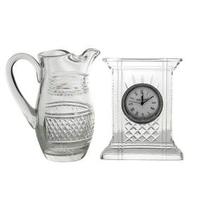 (2 pcs) Waterford Crystal Clock and Pitcher