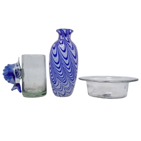 (3 pcs) Lot of Murano Glass Vase, Bowl, Tumbler